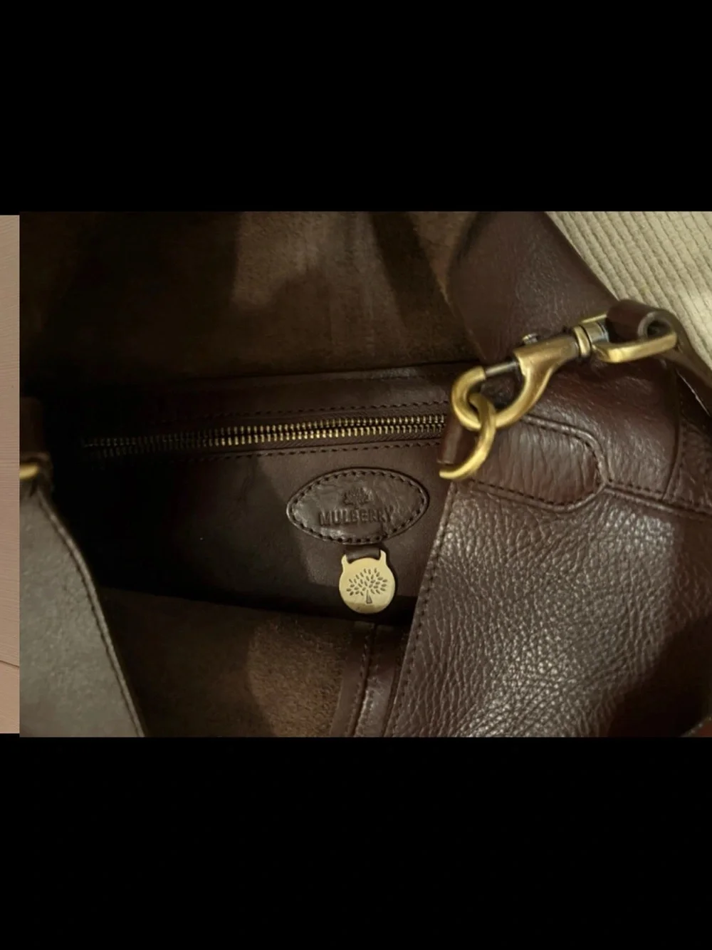 Mulberry Dark Brown Leather Messenger with Brass Buckle Details